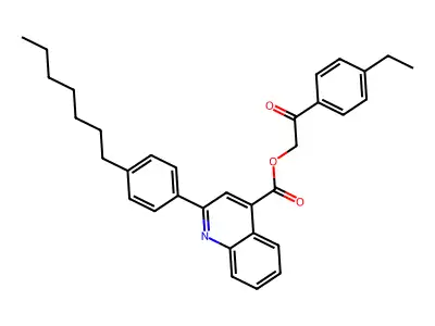 2-(4-Ethylphenyl)-2-oxoethyl 2-(4-heptylphenyl)-4-quinolinecarboxylate structure