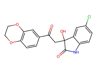 5-chloro-3-[2-(2,3-dihydro-1,4-benzodioxin-6-yl)-2-oxoethyl]-3-hydroxy-1H-indol-2-one structure