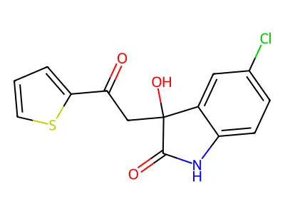 5-chloro-3-hydroxy-3-[2-oxo-2-(thiophen-2-yl)ethyl]-1,3-dihydro-2H-indol-2-one structure
