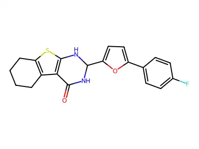 2-[5-(4-fluorophenyl)furan-2-yl]-2,3,5,6,7,8-hexahydro[1]benzothieno[2,3-d]pyrimidin-4(1H)-one structure