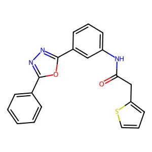 N-[3-(5-phenyl-1,3,4-oxadiazol-2-yl)phenyl]-2-thiophen-2-ylacetamide structure