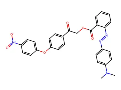 2-(4-{4-nitrophenoxy}phenyl)-2-oxoethyl 2-{[4-(dimethylamino)phenyl]diazenyl}benzoate structure