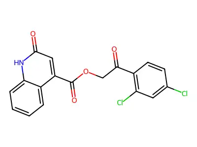 2-(2,4-Dichlorophenyl)-2-oxoethyl 2-hydroxyquinoline-4-carboxylate structure