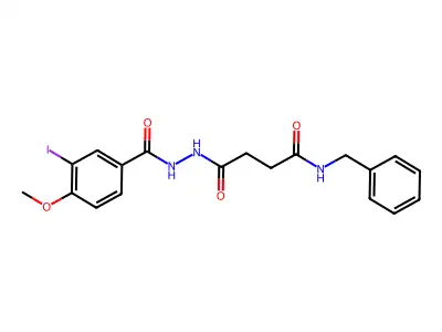 N-benzyl-4-[2-(3-iodo-4-methoxybenzoyl)hydrazino]-4-oxobutanamide structure