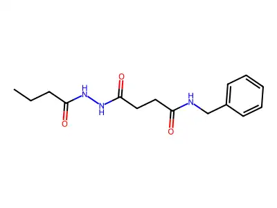 N-benzyl-4-(2-butyrylhydrazino)-4-oxobutanamide structure