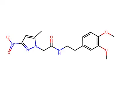 N-[2-(3,4-dimethoxyphenyl)ethyl]-2-(5-methyl-3-nitropyrazol-1-yl)acetamide structure