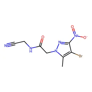 2-(4-bromo-5-methyl-3-nitropyrazol-1-yl)-N-(cyanomethyl)acetamide structure