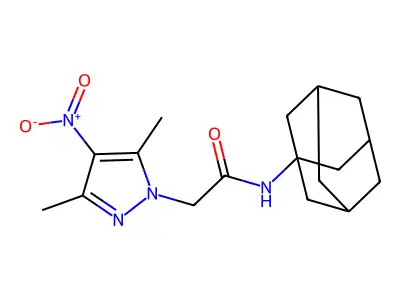 N-(1-adamantyl)-2-{4-nitro-3,5-dimethyl-1H-pyrazol-1-yl}acetamide structure