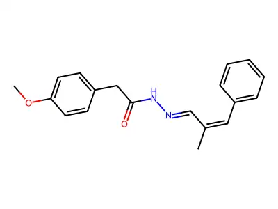 4-Methoxybenzeneacetic acid 2-(2-methyl-3-phenyl-2-propen-1-ylidene)hydrazide structure
