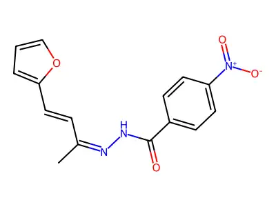 N-[(Z)-[(E)-4-(furan-2-yl)but-3-en-2-ylidene]amino]-4-nitrobenzamide structure