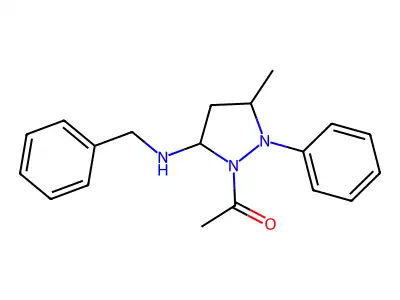 1-[5-(Benzylamino)-3-methyl-2-phenylpyrazolidin-1-yl]ethanone structure