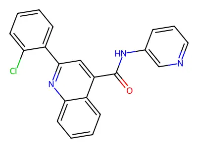 2-(2-chlorophenyl)-N-(pyridin-3-yl)quinoline-4-carboxamide structure