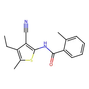 N-(3-cyano-4-ethyl-5-methylthiophen-2-yl)-2-methylbenzamide structure