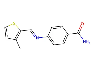 4-{[(E)-(3-methylthiophen-2-yl)methylidene]amino}benzamide structure