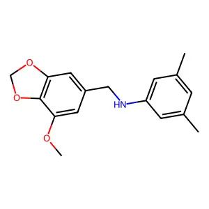N-[(7-methoxy-1,3-benzodioxol-5-yl)methyl]-3,5-dimethylaniline structure