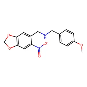 1-(4-methoxyphenyl)-N-[(6-nitro-1,3-benzodioxol-5-yl)methyl]methanamine structure