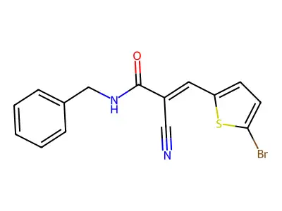 N-benzyl-3-(5-bromothiophen-2-yl)-2-cyanoprop-2-enamide structure
