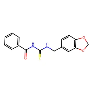 N-(1,3-benzodioxol-5-ylmethylcarbamothioyl)benzamide structure