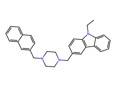 9-Ethyl-3-[[4-(naphthalen-2-ylmethyl)piperazin-1-yl]methyl]carbazole structure