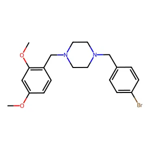 1-[(4-Bromophenyl)methyl]-4-[(2,4-dimethoxyphenyl)methyl]piperazine structure