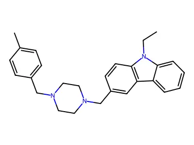 9-Ethyl-3-[[4-[(4-methylphenyl)methyl]piperazin-1-yl]methyl]carbazole structure