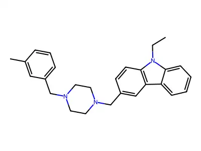 9-Ethyl-3-[[4-[(3-methylphenyl)methyl]piperazin-1-yl]methyl]carbazole structure