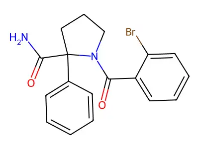 1-(2-Bromobenzoyl)-2-phenylpyrrolidine-2-carboxamide structure