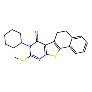 8-cyclohexyl-9-(methylsulfanyl)-5,8-dihydronaphtho[2',1':4,5]thieno[2,3-d]pyrimidin-7(6H)-one structure
