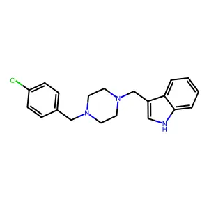 3-[[4-[(4-chlorophenyl)methyl]piperazin-1-yl]methyl]-1H-indole structure