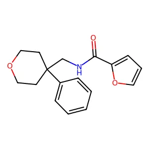 N-((4-phenyltetrahydro-2H-pyran-4-yl)methyl)furan-2-carboxamide structure
