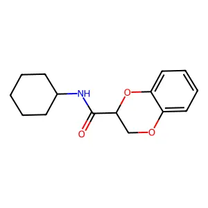 N-cyclohexyl-2,3-dihydro-1,4-benzodioxine-2-carboxamide structure