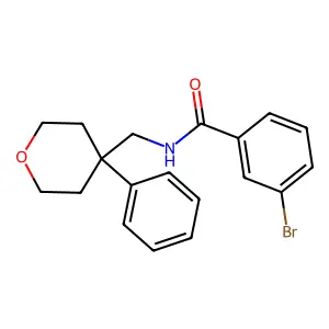 3-bromo-N-[(4-phenyloxan-4-yl)methyl]benzamide structure