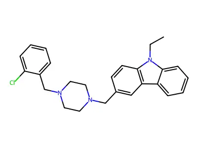 3-[[4-[(2-Chlorophenyl)methyl]piperazin-1-yl]methyl]-9-ethylcarbazole structure