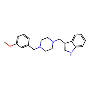 3-[[4-[(3-methoxyphenyl)methyl]piperazin-1-yl]methyl]-1H-indole structure