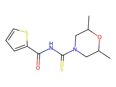 N-(2,6-dimethylmorpholine-4-carbothioyl)thiophene-2-carboxamide structure