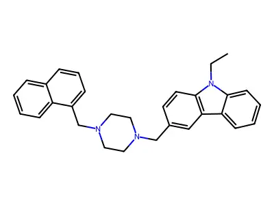 9-Ethyl-3-[[4-(naphthalen-1-ylmethyl)piperazin-1-yl]methyl]carbazole structure