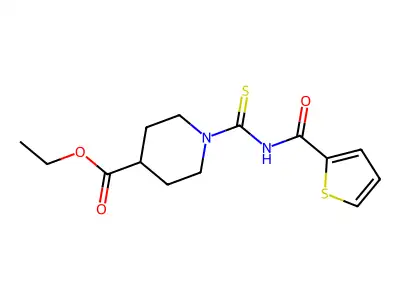 Ethyl 1-[(2-thienylcarbonylamino)thioxomethyl]piperidine-4-carboxylate structure