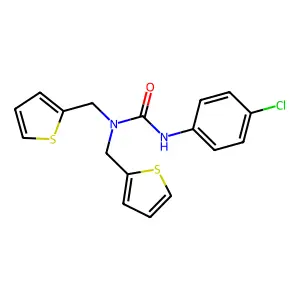 3-(4-Chlorophenyl)-1,1-bis(thiophen-2-ylmethyl)urea structure
