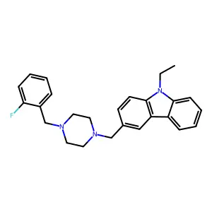 9-Ethyl-3-[[4-[(2-fluorophenyl)methyl]piperazin-1-yl]methyl]carbazole structure