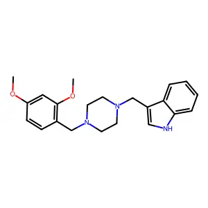 3-[[4-[(2,4-dimethoxyphenyl)methyl]piperazin-1-yl]methyl]-1H-indole structure