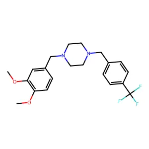 1-[(3,4-Dimethoxyphenyl)methyl]-4-[[4-(trifluoromethyl)phenyl]methyl]piperazine structure