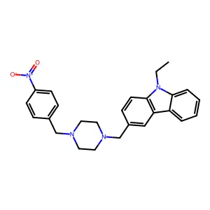 9-Ethyl-3-[[4-[(4-nitrophenyl)methyl]piperazin-1-yl]methyl]carbazole structure