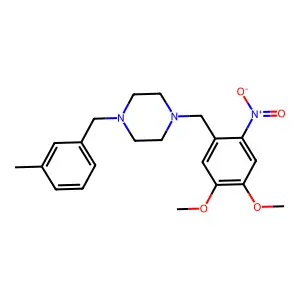 1-[(4,5-Dimethoxy-2-nitrophenyl)methyl]-4-[(3-methylphenyl)methyl]piperazine structure