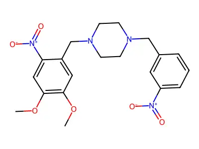 1-[(4,5-Dimethoxy-2-nitrophenyl)methyl]-4-[(3-nitrophenyl)methyl]piperazine structure