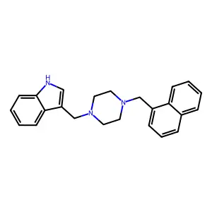 3-[[4-(naphthalen-1-ylmethyl)piperazin-1-yl]methyl]-1H-indole structure