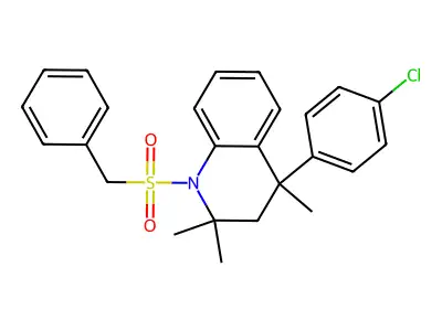 1-(benzylsulfonyl)-4-(4-chlorophenyl)-2,2,4-trimethyl-1,2,3,4-tetrahydroquinoline structure