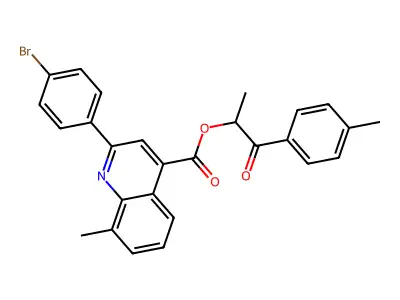 1-methyl-2-(4-methylphenyl)-2-oxoethyl 2-(4-bromophenyl)-8-methyl-4-quinolinecarboxylate structure