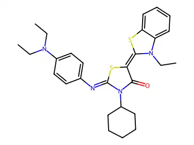 3-Cyclohexyl-2-[[4-(diethylamino)phenyl]imino]-5-(3-ethyl-2(3H)-benzothiazolylidene)-4-thiazolidinone structure