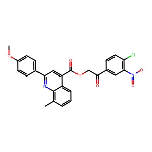 2-(4-chloro-3-nitrophenyl)-2-oxoethyl 2-(4-methoxyphenyl)-8-methylquinoline-4-carboxylate structure