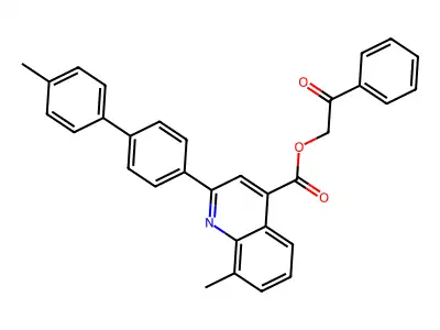 2-Oxo-2-phenylethyl 8-ME-2-(4'-ME(1,1'-biphenyl)-4-YL)-4-quinolinecarboxylate structure